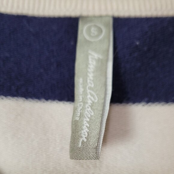 Navy & White Striped Casual Drawstring Waist Cotton Dress Short Sleeve Scoop Nec - Picture 8 of 14